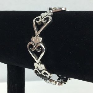 Perfect Gift!  Beautiful Heavy Artisan Sterling Heart Bracelet